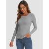imageATHMILE Womens Long Sleeve Crewneck Ribbed Tops Fitted Stretch Casual Basic T Shirts 2025Grey