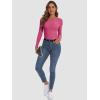 imageATHMILE Womens Long Sleeve Crewneck Ribbed Tops Fitted Stretch Casual Basic T Shirts 2025Hot Pink