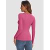 imageATHMILE Womens Long Sleeve Crewneck Ribbed Tops Fitted Stretch Casual Basic T Shirts 2025Hot Pink
