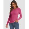 imageATHMILE Womens Long Sleeve Crewneck Ribbed Tops Fitted Stretch Casual Basic T Shirts 2025Hot Pink