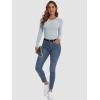 imageATHMILE Womens Long Sleeve Crewneck Ribbed Tops Fitted Stretch Casual Basic T Shirts 2025Light Blue