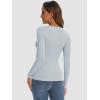 imageATHMILE Womens Long Sleeve Crewneck Ribbed Tops Fitted Stretch Casual Basic T Shirts 2025Light Blue