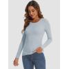 imageATHMILE Womens Long Sleeve Crewneck Ribbed Tops Fitted Stretch Casual Basic T Shirts 2025Light Blue