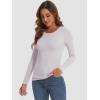 imageATHMILE Womens Long Sleeve Crewneck Ribbed Tops Fitted Stretch Casual Basic T Shirts 2025Light Purple