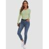 imageATHMILE Womens Long Sleeve Crewneck Ribbed Tops Fitted Stretch Casual Basic T Shirts 2025Mint Green