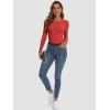 imageATHMILE Womens Long Sleeve Crewneck Ribbed Tops Fitted Stretch Casual Basic T Shirts 2025Red