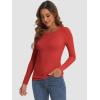 imageATHMILE Womens Long Sleeve Crewneck Ribbed Tops Fitted Stretch Casual Basic T Shirts 2025Red