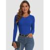 imageATHMILE Womens Long Sleeve Crewneck Ribbed Tops Fitted Stretch Casual Basic T Shirts 2025Royal Blue