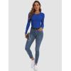 imageATHMILE Womens Long Sleeve Crewneck Ribbed Tops Fitted Stretch Casual Basic T Shirts 2025Royal Blue