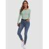 imageATHMILE Womens Long Sleeve Crewneck Ribbed Tops Fitted Stretch Casual Basic T Shirts 2025Sage Green