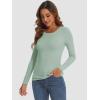 imageATHMILE Womens Long Sleeve Crewneck Ribbed Tops Fitted Stretch Casual Basic T Shirts 2025Sage Green