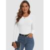imageATHMILE Womens Long Sleeve Crewneck Ribbed Tops Fitted Stretch Casual Basic T Shirts 2025White