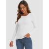 imageATHMILE Womens Long Sleeve Crewneck Ribbed Tops Fitted Stretch Casual Basic T Shirts 2025White