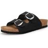 imageATHMILE Womens Cork Footbed Slide Sandals Comfortable Summer Beach Sandals with Adjustable Buckle Dressy Casual Flat SandalsBlack