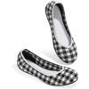imageATHMILE Womens Flat Ballet Shoes Knit Flat Shoes for Women Round Toe Slip on Women Flats for Dressy Casual Office Work Wedding Comfort SoftTartan