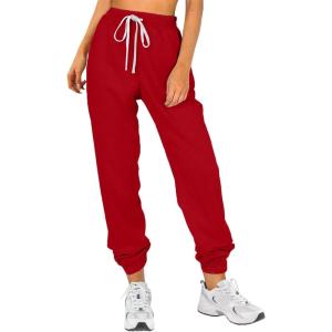 imageATHMILE Baggy Sweatpants for Women with PocketsLounge Womens Pajams PantsWomens Running Joggers Fall Clothes Outfits 2025Red