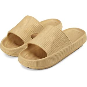 imageATHMILE Cloud Pillow Slippers for Women Men Slide Sandals House Slippers Shower Shoes Thick Sole Comfort Lightweight NonSlip Bathroom Easy to Clean Indoor OutdoorBeige