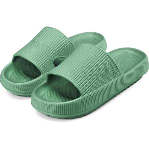 imageATHMILE Cloud Pillow Slippers for Women Men Slide Sandals House Slippers Shower Shoes Thick Sole Comfort Lightweight NonSlip Bathroom Easy to Clean Indoor OutdoorGrass Green