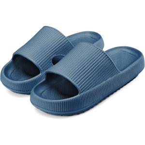 imageATHMILE Cloud Pillow Slippers for Women Men Slide Sandals House Slippers Shower Shoes Thick Sole Comfort Lightweight NonSlip Bathroom Easy to Clean Indoor OutdoorLake Water Blue