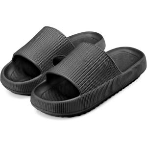 imageATHMILE Cloud Pillow Slippers for Women Men Slide Sandals House Slippers Shower Shoes Thick Sole Comfort Lightweight NonSlip Bathroom Easy to Clean Indoor Outdoor1black