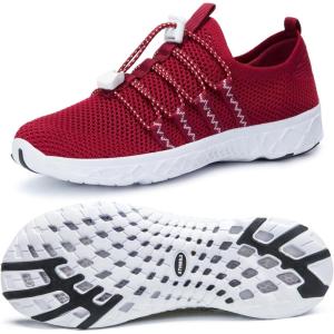 imageATHMILE Water Shoes for Men Women Barefoot Hiking Swim River Shoes Adult Lake Pool Aqua Socks Beach Quick Dry for Hiking Surfing Kayaking Sport Accessories Camping Must HavesA Rose Red