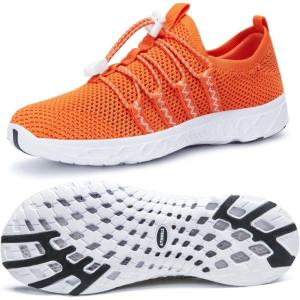 imageATHMILE Water Shoes for Men Women Barefoot Hiking Swim River Shoes Adult Lake Pool Aqua Socks Beach Quick Dry for Hiking Surfing Kayaking Sport Accessories Camping Must HavesA Orange