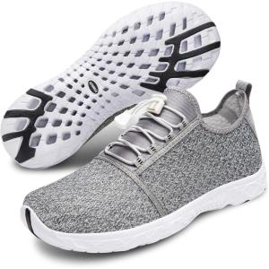 imageATHMILE Water Shoes for Men Women Barefoot Hiking Swim River Shoes Adult Lake Pool Aqua Socks Beach Quick Dry for Hiking Surfing Kayaking Sport Accessories Camping Must HavesB Light Grey