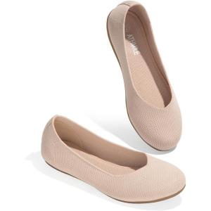 imageATHMILE Womens Flat Ballet Shoes Knit Flat Shoes for Women Round Toe Slip on Women Flats for Dressy Casual Office Work Wedding Comfort SoftPink