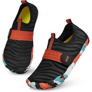 imageATHMILE Kids Water Shoes Boys Girls Water Shoes Quick Dry Barefoot Beach Sports Swim Pool Summer ShoesLittle KidBig KidBlack Orange Ripple
