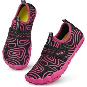 imageATHMILE Kids Water Shoes Boys Girls Water Shoes Quick Dry Barefoot Beach Sports Swim Pool Summer ShoesLittle KidBig KidBlack Pink Line