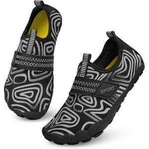 imageATHMILE Kids Water Shoes Boys Girls Water Shoes Quick Dry Barefoot Beach Sports Swim Pool Summer ShoesLittle KidBig KidBlack White Line