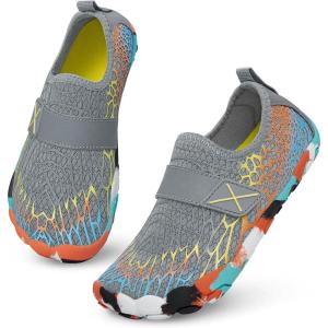 imageATHMILE Kids Water Shoes Boys Girls Water Shoes Quick Dry Barefoot Beach Sports Swim Pool Summer ShoesLittle KidBig KidGrey Cobweb