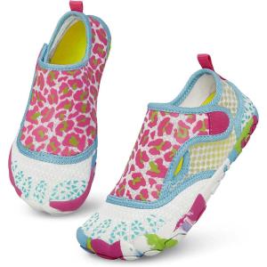 imageATHMILE Kids Water Shoes Boys Girls Water Shoes Quick Dry Barefoot Beach Sports Swim Pool Summer ShoesLittle KidBig KidPink Leopard