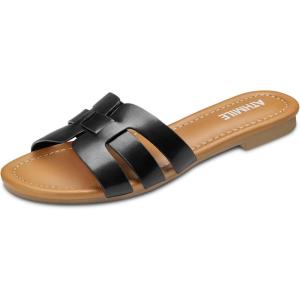 imageATHMILE Sandals for Women 2024 Womens Sandals Dressy Summer Flats Sandals Women Slides Sandals for Party Wedding BeachBlack