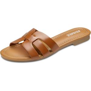 imageATHMILE Sandals for Women 2024 Womens Sandals Dressy Summer Flats Sandals Women Slides Sandals for Party Wedding BeachBrown
