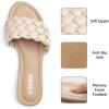 imageATHMILE Braided Womens Sandals Round Open Toe Fashion Slide Sandals Women Dressy Summer Flat Beach Size 611Nude
