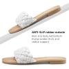 imageATHMILE Braided Womens Sandals Round Open Toe Fashion Slide Sandals Women Dressy Summer Flat Beach Size 611White