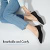 imageATHMILE Pointed Toe Flats for Women Dressy Bronze Work Shoes Business Casul Knit Ballet Flats Slip on Office Ladies Comforttable DressBlack