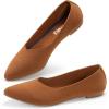 imageATHMILE Pointed Toe Flats for Women Dressy Bronze Work Shoes Business Casul Knit Ballet Flats Slip on Office Ladies Comforttable DressBrown