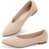 imageATHMILE Pointed Toe Flats for Women Dressy Bronze Work Shoes Business Casul Knit Ballet Flats Slip on Office Ladies Comforttable DressNude