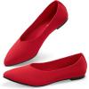 imageATHMILE Pointed Toe Flats for Women Dressy Bronze Work Shoes Business Casul Knit Ballet Flats Slip on Office Ladies Comforttable DressRed