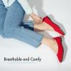 imageATHMILE Pointed Toe Flats for Women Dressy Bronze Work Shoes Business Casul Knit Ballet Flats Slip on Office Ladies Comforttable DressRed