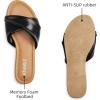 imageATHMILE Sandals Women Dressy Summer Flat Comfortable Fashion Beach Cute Ladies Slides Leather Casual Dress Womens Sandals 2025 Size 611Black