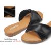imageATHMILE Sandals Women Dressy Summer Flat Comfortable Fashion Beach Cute Ladies Slides Leather Casual Dress Womens Sandals 2025 Size 611Black