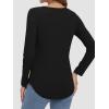 imageATHMILE Womens 2025 Fall Long Sleeve Shirts Basic Apparel Shirts Trendy V Neck Tshirt for Women Curved Hem TopsBlack