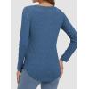 imageATHMILE Womens 2025 Fall Long Sleeve Shirts Basic Apparel Shirts Trendy V Neck Tshirt for Women Curved Hem TopsBlue