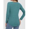 imageATHMILE Womens 2025 Fall Long Sleeve Shirts Basic Apparel Shirts Trendy V Neck Tshirt for Women Curved Hem TopsBlue Green