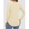 imageATHMILE Womens 2025 Fall Long Sleeve Shirts Basic Apparel Shirts Trendy V Neck Tshirt for Women Curved Hem TopsCream