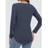 imageATHMILE Womens 2025 Fall Long Sleeve Shirts Basic Apparel Shirts Trendy V Neck Tshirt for Women Curved Hem TopsDark Blue