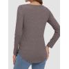 imageATHMILE Womens 2025 Fall Long Sleeve Shirts Basic Apparel Shirts Trendy V Neck Tshirt for Women Curved Hem TopsGray Purple